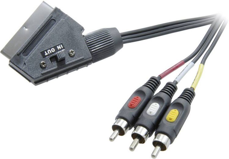 Produktbild: SpeaKa Professional SCART / Composite Cinch TV, Receiver Anschlusskabel [1x SCART-Stecker - 3x Cinch-Stecker] 2 m Schwarz