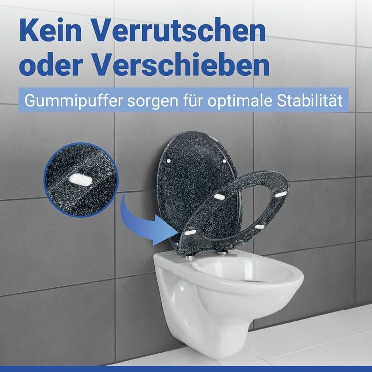 Produktbild: WC Sitz Mod. Ottana Granit, Toilettendeckel mit Absenkautomatik