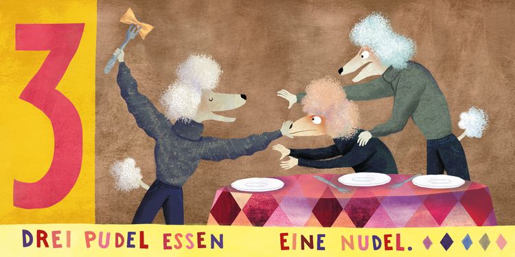 Produktbild: Drei Pudel essen eine Nudel