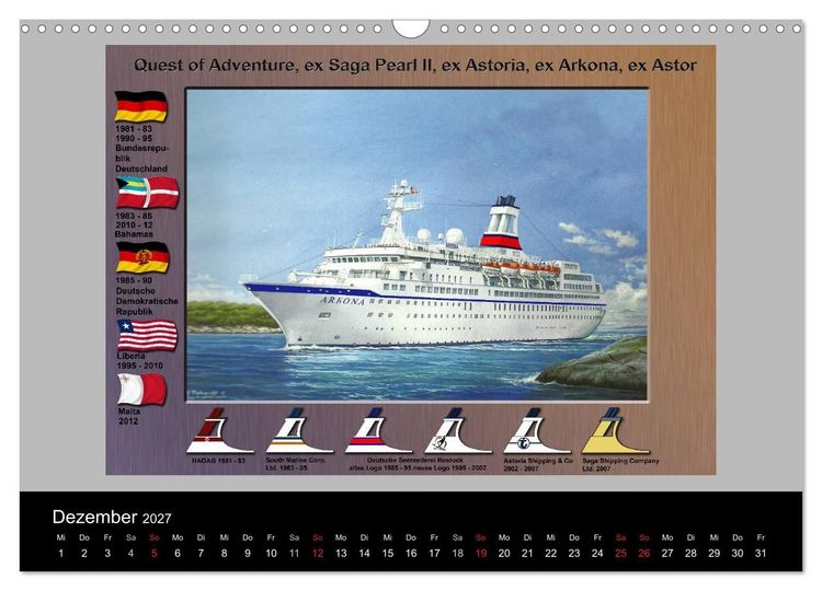 Produktbild: Schiffe im Spiegel ihrer Zeit (Wandkalender 2027 DIN A3 quer), CALVENDO Monatskalender