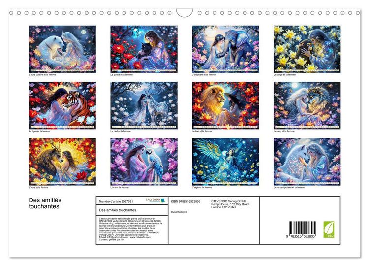 Produktbild: Des amiti&eacute;s touchantes (Calendrier mural 2026 DIN A3 vertical), CALVENDO calendrier mensuel