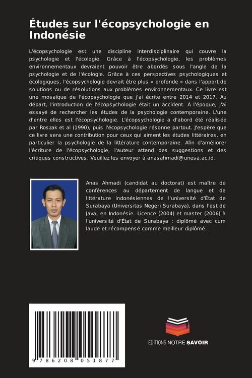 Produktbild: &Eacute;tudes sur l'&eacute;copsychologie en Indon&eacute;sie