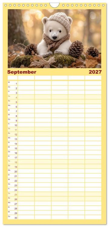 Produktbild: Familienplaner 2027 - Kleiner Eisb&auml;r und die gro&szlig;e Welt mit 5 Spalten (Wandkalender, 21 x 45 cm) CALVENDO