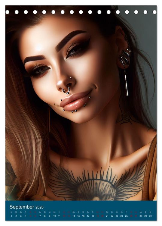 Produktbild: Tattoo und Piercing Women (Tischkalender 2026 DIN A5 hoch), CALVENDO Monatskalender