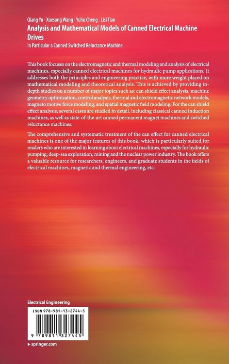 Produktbild: Analysis and Mathematical Models of Canned Electrical Machine Drives