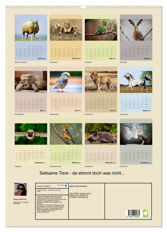 Produktbild: Seltsame Tiere - da stimmt doch was nicht... (Wandkalender 2026 DIN A2 hoch), CALVENDO Monatskalender
