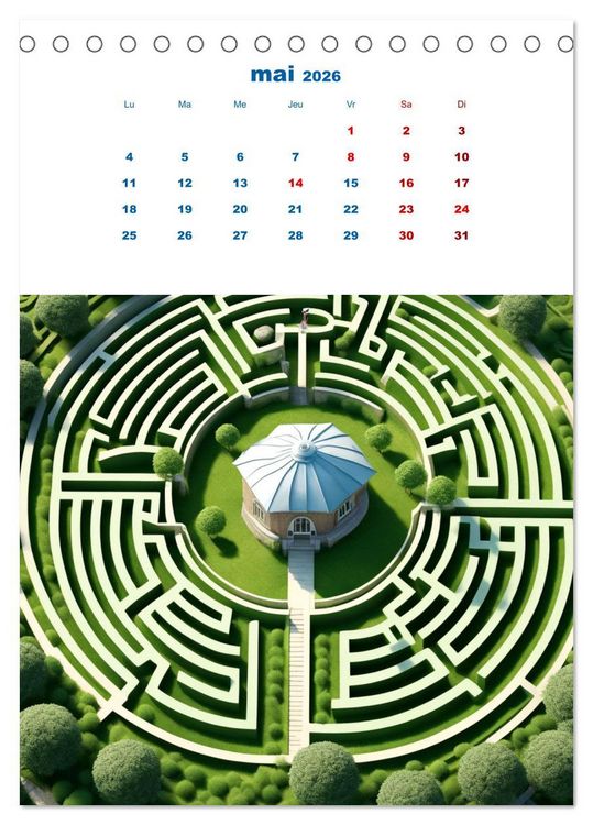 Produktbild: Les &eacute;nigmes du labyrinthe (Calendrier de bureau 2026 DIN A5 horizontal), CALVENDO calendrier mensuel