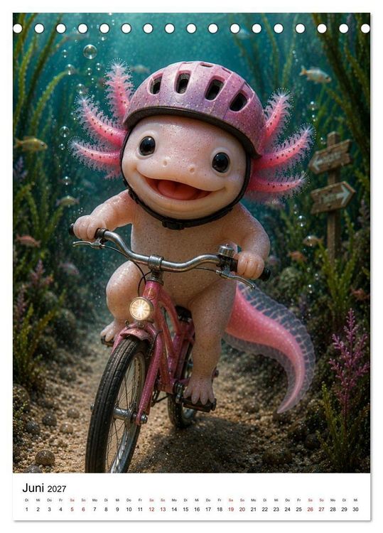 Produktbild: Axolotl durchs ganze Jahr (Tischkalender 2027 DIN A5 hoch), CALVENDO Monatskalender