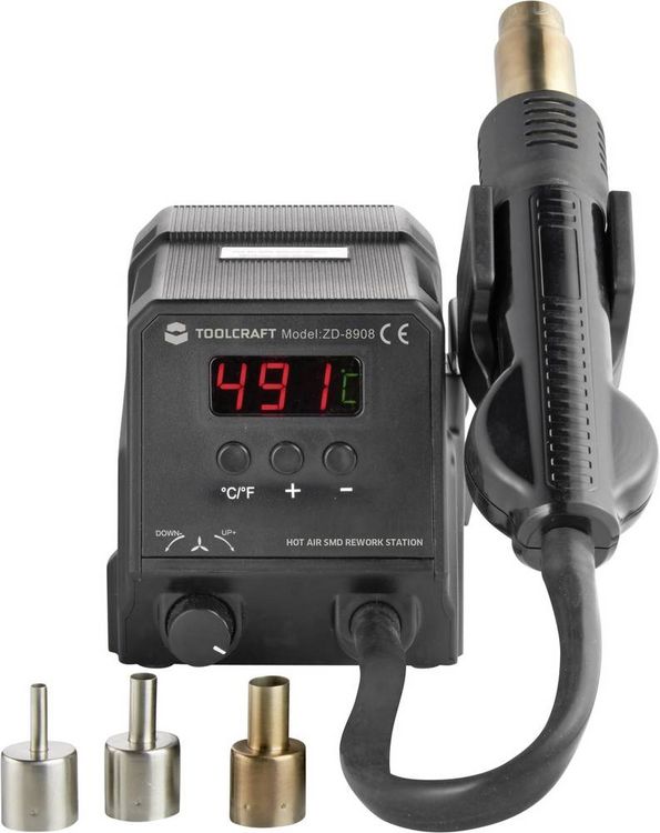Produktbild: TOOLCRAFT ZD-8908 Hei&szlig;luftstation digital 300W 100 - 500&deg;C