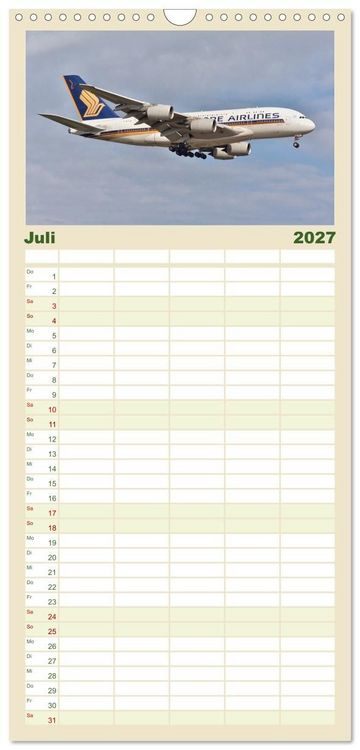 Produktbild: Familienplaner 2027 - Flugzeuge aller Art mit 5 Spalten (Wandkalender, 21 x 45 cm) CALVENDO
