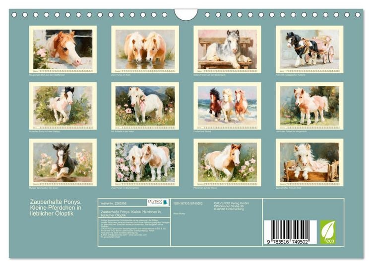 Produktbild: Zauberhafte Ponys. Kleine Pferdchen in lieblicher &Ouml;loptik (Wandkalender 2027 DIN A4 quer), CALVENDO Monatskalender