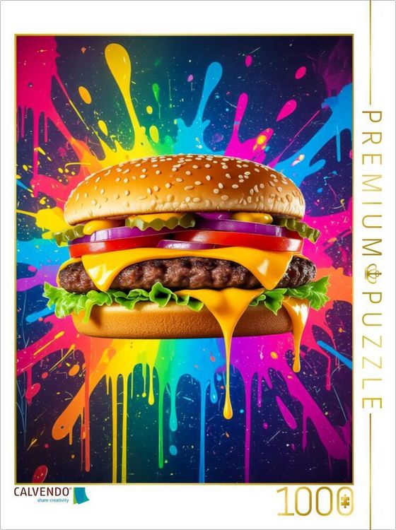 Produktbild: CALVENDO Puzzle Cheeseburger im Farbflash | 1000 Teile Lege-Gr&ouml;&szlig;e 64x48cm Foto-Puzzle f&uuml;r gl&uuml;ckliche Stunden