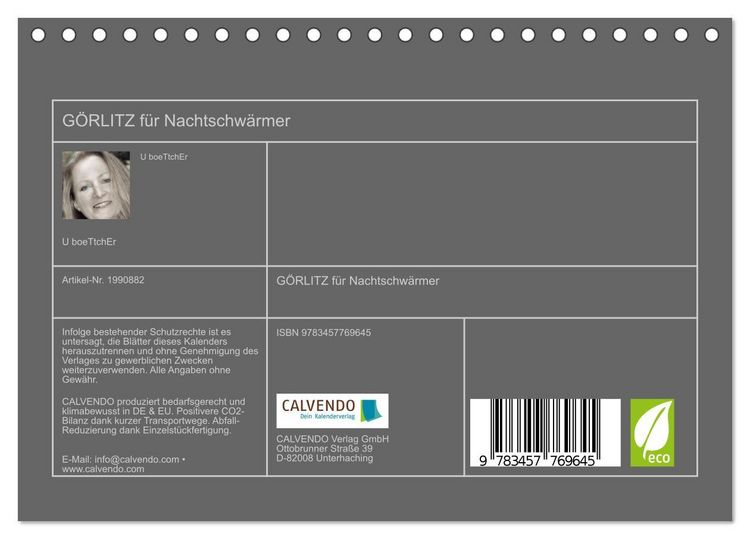 Produktbild: G&Ouml;RLITZ f&uuml;r Nachtschw&auml;rmer (Tischkalender 2026 DIN A5 quer), CALVENDO Monatskalender