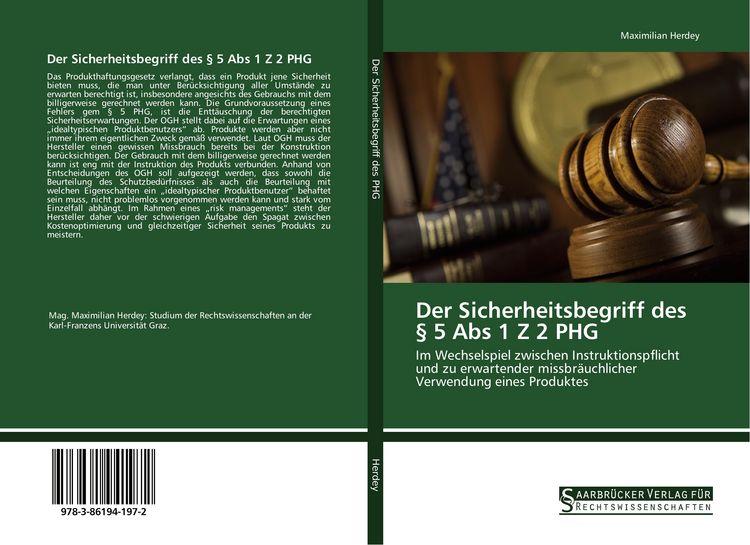 Produktbild: Der Sicherheitsbegriff des &sect; 5 Abs 1 Z 2 PHG