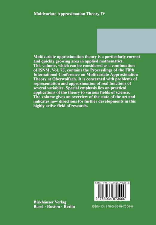 Produktbild: Multivariate Approximation Theory IV