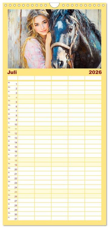 Produktbild: Familienplaner 2026 - Seelenverwandte. Frauen und Pferde. Die Magie der Verbundenheit mit 5 Spalten (Wandkalender, 21 x 45 cm) CALVENDO