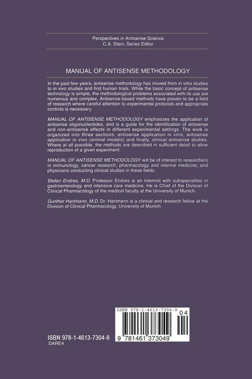 Produktbild: Manual of Antisense Methodology