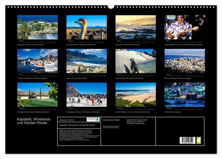 Produktbild: Kapstadt, Winelands und Garden Route (Wandkalender 2027 DIN A2 quer), CALVENDO Monatskalender