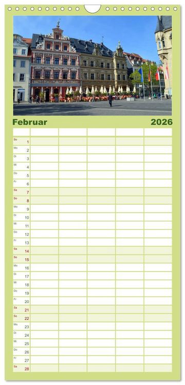 Produktbild: Familienplaner 2026 - Willkommen in ERFURT mit 5 Spalten (Wandkalender, 21 x 45 cm) CALVENDO