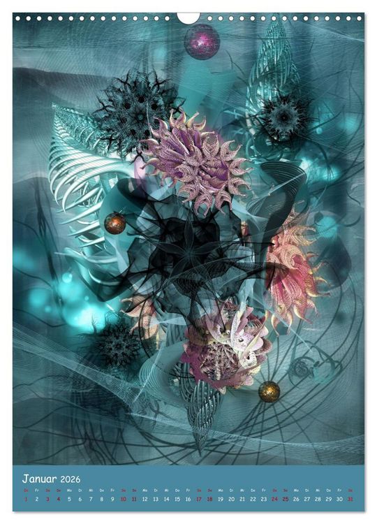 Produktbild: Florale Fraktale (Wandkalender 2026 DIN A3 hoch), CALVENDO Monatskalender