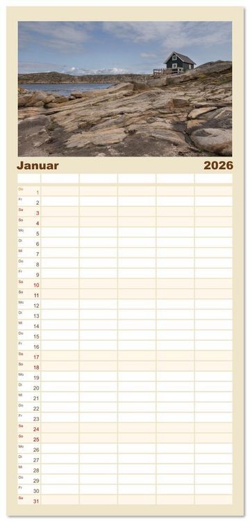 Produktbild: Familienplaner 2026 - Schweden - Die Highlights von Sm&aring;land bis zur Westk&uuml;ste mit 5 Spalten (Wandkalender, 21 x 45 cm) CALVENDO