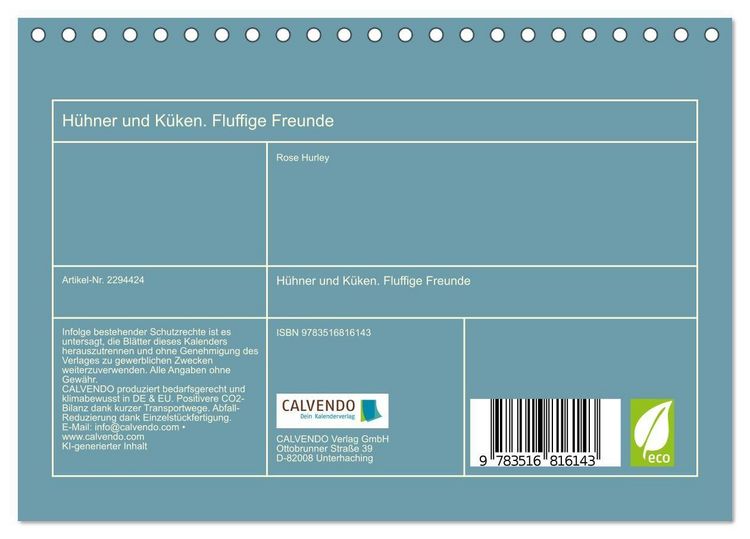 Produktbild: H&uuml;hner und K&uuml;ken. Fluffige Freunde (Tischkalender 2027 DIN A5 quer), CALVENDO Monatskalender