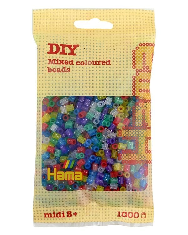 Produktbild: Hama&reg; B&uuml;gelperlen Midi - Transparent Glitter Mix 1000 Perlen.