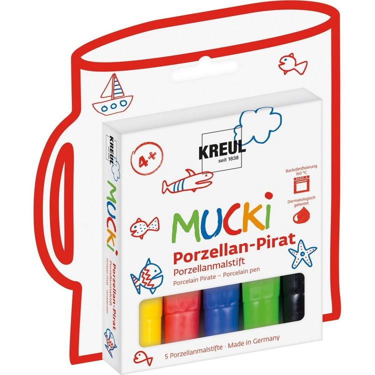 Produktbild: KREUL MUCKI Porzellan-Pirat Porzellanmalstift 5er Set