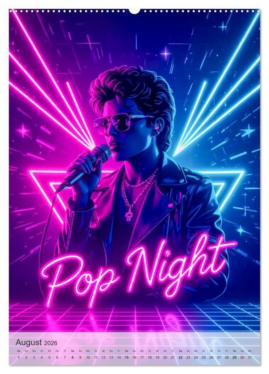 Produktbild: Back to the Eighties - Electric Neon Nights (hochwertiger Premium Wandkalender 2026 DIN A2 hoch), Kunstdruck in Hochglanz