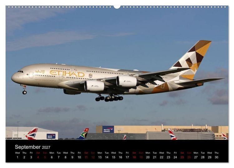 Produktbild: A380 SuperJumbo (High Quality Premium Wall Calendar 2027 DIN A2 landscape),CALVENDO 12 Month Wall Calendar