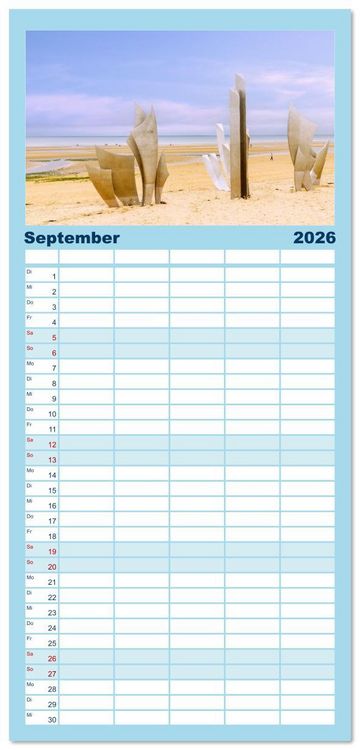 Produktbild: Familienplaner 2026 - Normandie. Poesie in Frankreichs Norden mit 5 Spalten (Wandkalender, 21 x 45 cm) CALVENDO