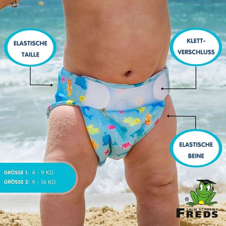 Produktbild: Freds Swim Nappy Schwimmwindel, wiederverwendbar, blau, Gr&ouml;&szlig;e 1: 4-9 kg
