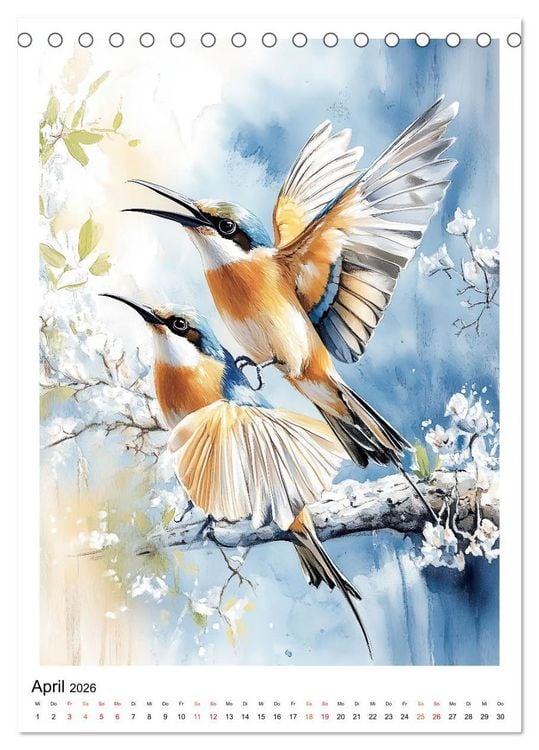 Produktbild: V&ouml;gel - gefiederte Freunde in Wald und Feld (Tischkalender 2026 DIN A5 hoch), CALVENDO Monatskalender