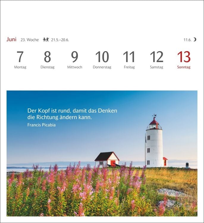 Produktbild: Momente des Gl&uuml;cks Postkartenkalender 2027 - Wochenkalender mit Zitaten, mit 53 Postkarten