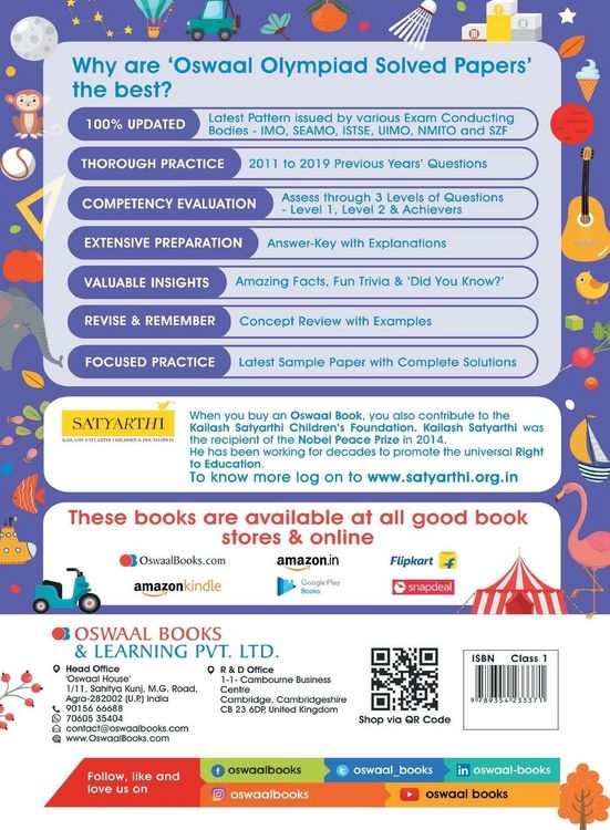 Produktbild: One for All Olympiad Previous Years' Solved Papers, Class-1 General Knowledge Book (For 2022 Exam)