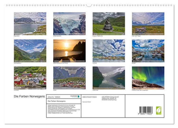 Produktbild: Die Farben Norwegens (hochwertiger Premium Wandkalender 2026 DIN A2 quer), Kunstdruck in Hochglanz