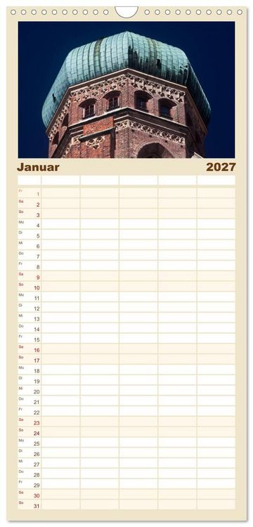 Produktbild: Familienplaner 2027 - M&uuml;nchen - Die Sch&ouml;ne mit 5 Spalten (Wandkalender, 21 x 45 cm) CALVENDO
