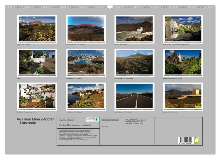 Produktbild: Aus dem Meer geboren - Lanzarote (Wandkalender 2026 DIN A2 quer), CALVENDO Monatskalender