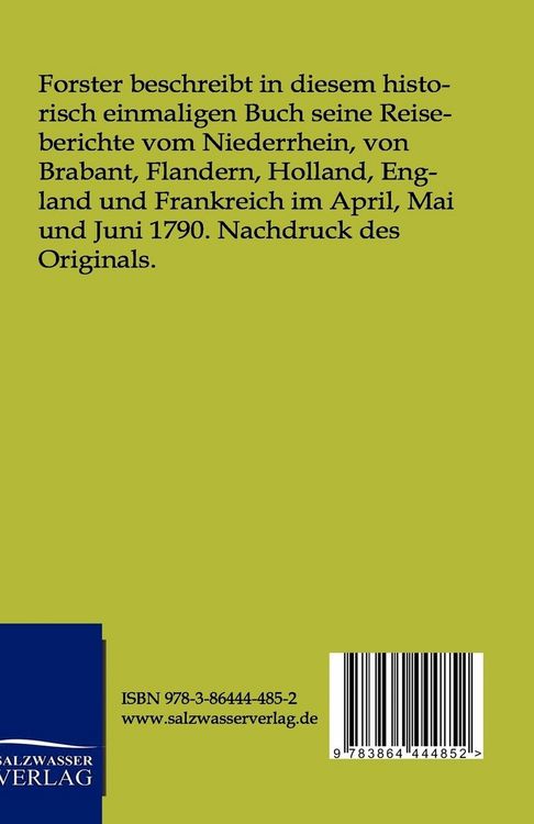Produktbild: Ansichten vom Niederrhein, von Brabant, Flandern, Holland, England und Frankreich im April, Mai und Juni 1790