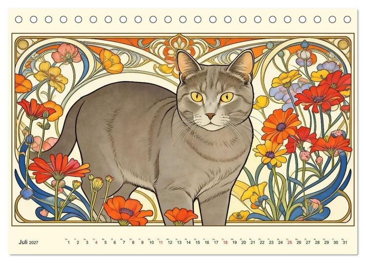 Produktbild: Zauberhafte Jugendstil-Katzen (Tischkalender 2027 DIN A5 quer), CALVENDO Monatskalender