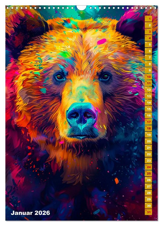 Produktbild: Farbenpracht - Bunte Tierportr&auml;ts (Wandkalender 2026 DIN A3 hoch), CALVENDO Monatskalender
