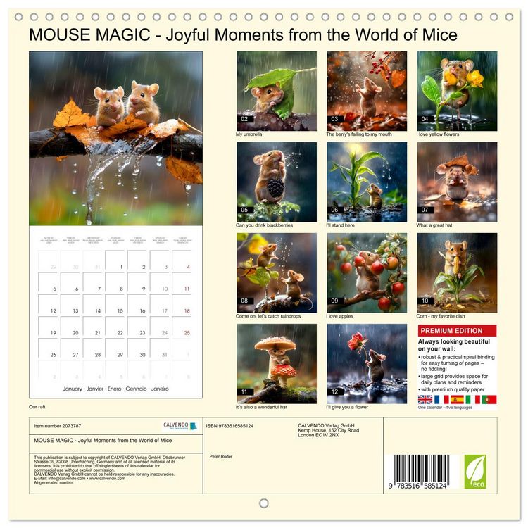 Produktbild: MOUSE MAGIC - Joyful Moments from the World of Mice (Wall Calendar 2026 12 &times; 12 Inch) CALVENDO 12 Month Wall Calendar
