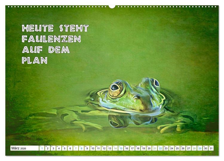 Produktbild: Frosch quakt Spr&uuml;che (hochwertiger Premium Wandkalender 2026 DIN A2 quer), Kunstdruck in Hochglanz
