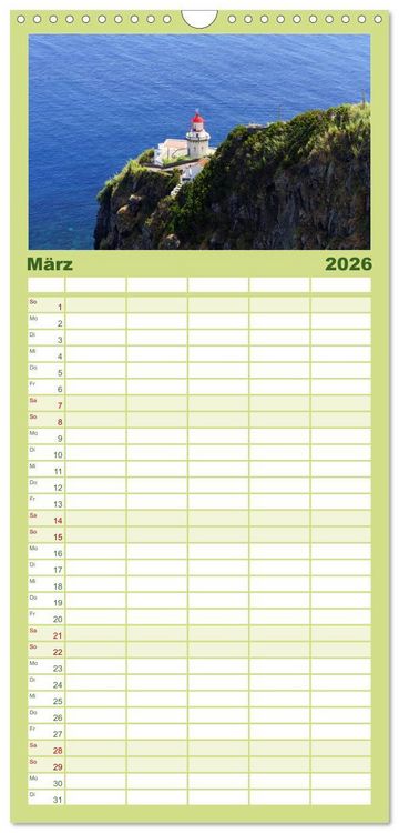 Produktbild: Familienplaner 2026 - Azoren - Ein Naturerlebnis mit 5 Spalten (Wandkalender, 21 x 45 cm) CALVENDO
