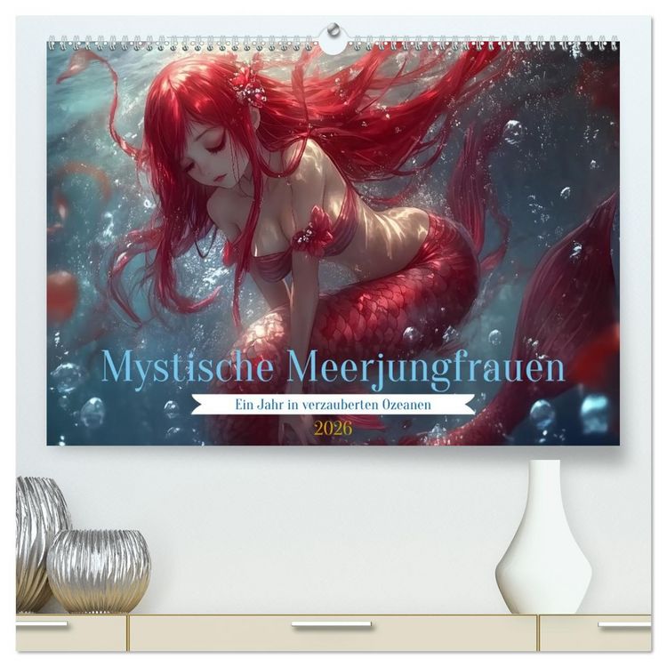 Produktbild: Mystische Meerjungfrauen: Ein Jahr in verzauberten Ozeanen (hochwertiger Premium Wandkalender 2026 DIN A2 quer), Kunstdruck in Hochglanz
