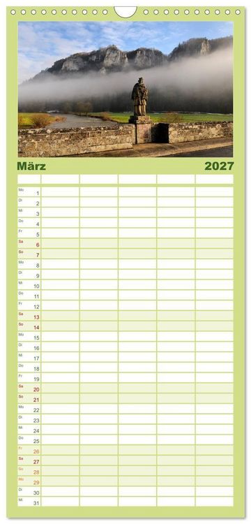 Produktbild: Familienplaner 2027 - Das Donautal - Wanderparadies auf der Schw&auml;bischen Alb mit 5 Spalten (Wandkalender, 21 x 45 cm) CALVENDO