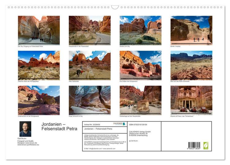 Produktbild: Jordanien &ndash; Felsenstadt Petra (Wandkalender 2026 DIN A2 quer), CALVENDO Monatskalender