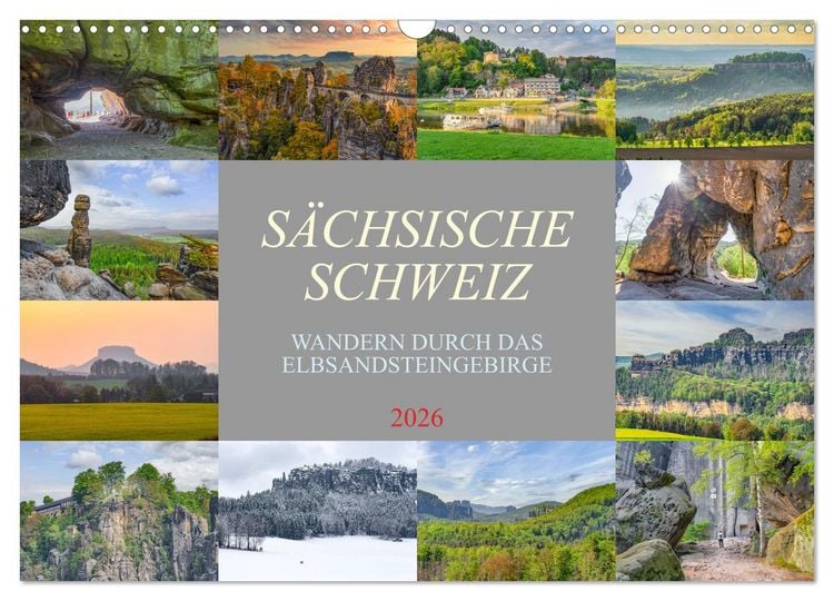 Produktbild: S&auml;chsische Schweiz - Wandern durch das Elbsandsteingebirge (Wandkalender 2026 DIN A3 quer), CALVENDO Monatskalender