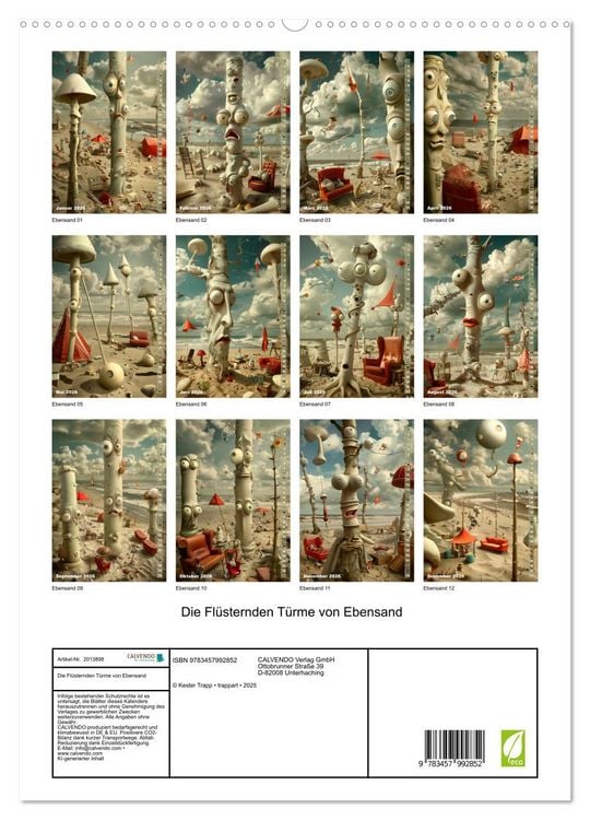 Produktbild: Die Fl&uuml;sternden T&uuml;rme von Ebensand (hochwertiger Premium Wandkalender 2026 DIN A2 hoch), Kunstdruck in Hochglanz