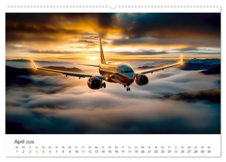 Produktbild: Flugzeuge - Stahlriesen am Himmel (Wandkalender 2026 DIN A2 quer), CALVENDO Monatskalender